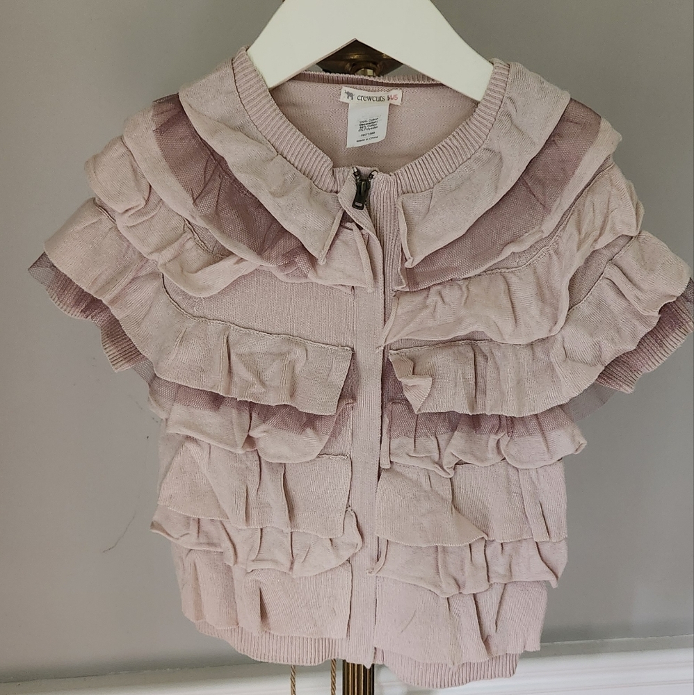 Girls Pink Ruffled Zip-Up Jacket by Crewcuts